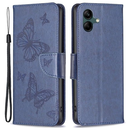 Butterfly läder Samsung Galaxy A04 fodral - Blå