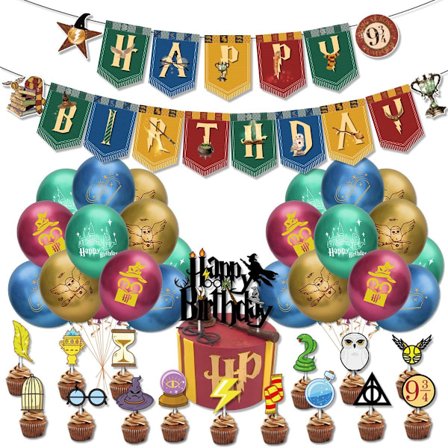 Harry Potter Kalas Tillbehör Ballonger Tårtdekoration Banner Födelsedagsdekorationer