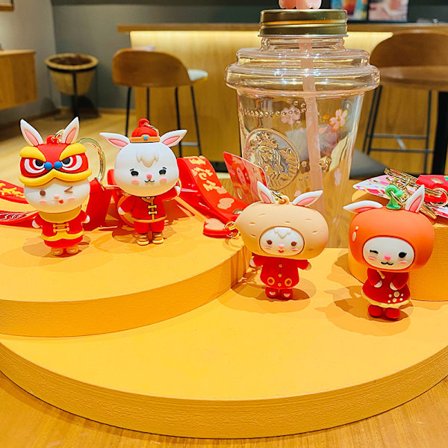 Ekte nyttårskanin søt veskeanheng tegneserie bilnøkkelring kupong