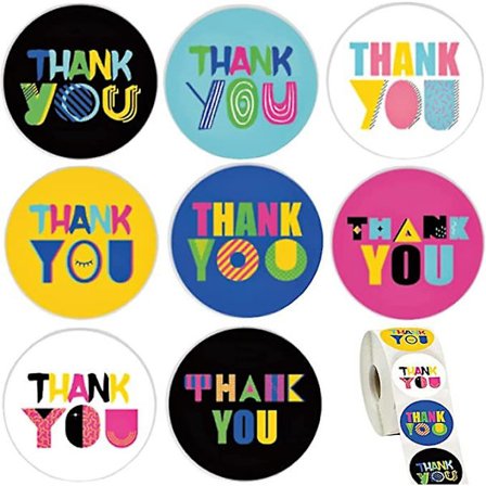 1,5" Takk Klistremerker Rull 500PCS Søte Kunst Klistremerker for Boblekonvolutter Emballasje Bryllup Baby Shower Bursdag