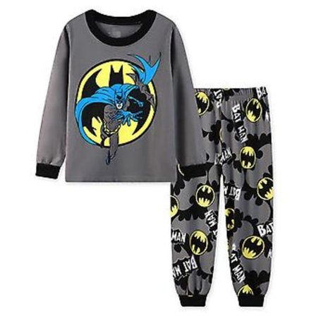 Spiderman Kids Batman Pyjamas Dreng Langærmet T-shirt Bukser Nattøj Pjs Sæt Superhelt Pyjamas Til 3-7 År (6-7 År Grå)