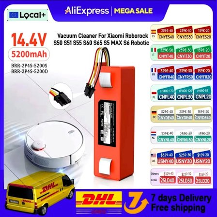 Alkuperäinen 5200mAh BRR-2P4S-5200S robottipölynimurin vaihtoakku Xiaomi Roborock S55 S60 S65 S50 S51 S5 MAX S6