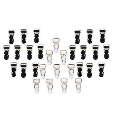 30 stk. Herre Strømpebånd Clips Kroge Greb Sort og Hvid