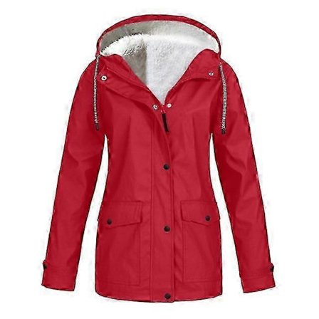 2024 Dam Tjock Kappa Mode Höst Vinter Plus Sammet Utomhusjacka Vindtät Vattentät Bergsklättring Huvförsedd Kappa