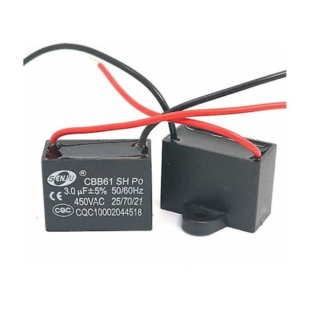 2 stk Cbb61 450v AC 50/60hz viftemotor kondensator 3uf