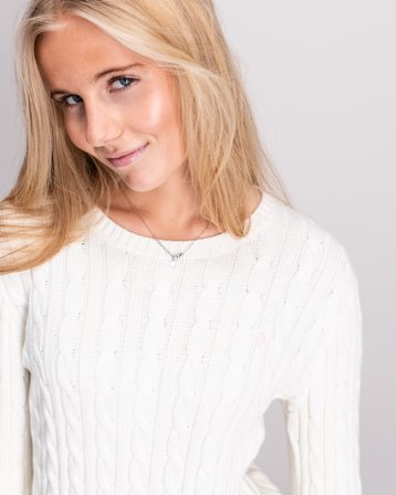 Polo Ralph Lauren Cable-Knit Cotton Sweater Hvid Trøjer Pige - Kids Brand Store