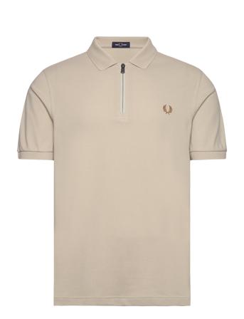 Sport 1 Zip Neck Polo Tops Polos Short-sleeved Beige Fred Perry