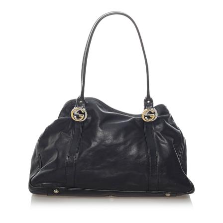 Gucci Vintage Pre-owned Twin Leather Tote Tas , Zwart , Dames , Maat: ONE Size Vintage Tassen