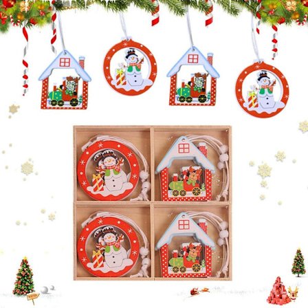 Puiset koriste-ripustimet, 12 kappaletta Pieni jouluinen puinen riipus