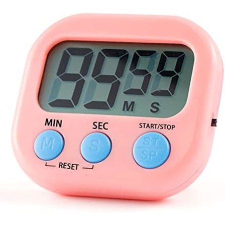 Rosa magnetisk kjøkkenklokke med stor LCD-skjerm, timer for matlaging, lekser, sport, gym, spill og tidsbestemte klasseromsaktiviteter