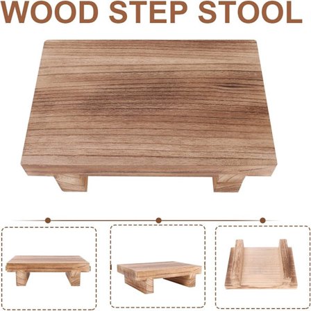 Træskammel - multifunktionel stabil skammel - massivt træ til høje senge - børn voksne - køkken stue - 25 x 18 x 7 cm (træ)