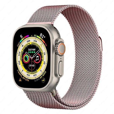 Metallrem för Apple Watch 8 7 45 mm 41 mm Ultra 49 mm Andningsbart Milanese-ersättningsband för Iwatch 6 5 4 3 2 Se 44 ​​mm 42 mm 40 mm