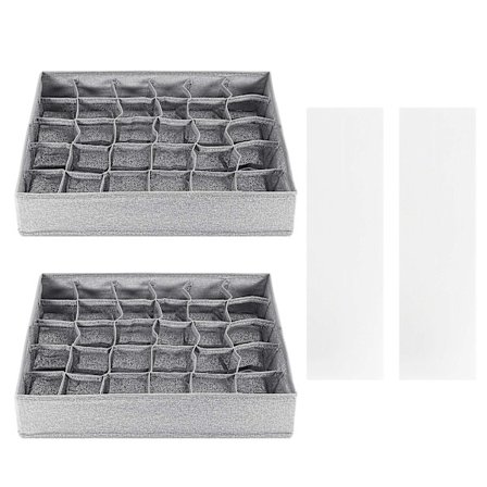 Sokk og Undertøy Skuffeorganisator med Solid Bunn, 30 Cellers Skap Oppbevaringsbokser Delevegg