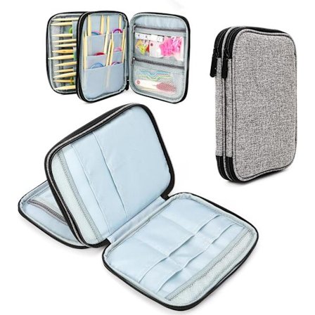 Strikkepose, sirkulær strikkepinneoppbevaringspose, 60 cm, oppbevaringspose (ekskludert tilbehør)