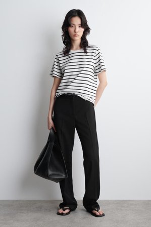 COS Women's T-Shirt Girocollo In Cotone in Bianco