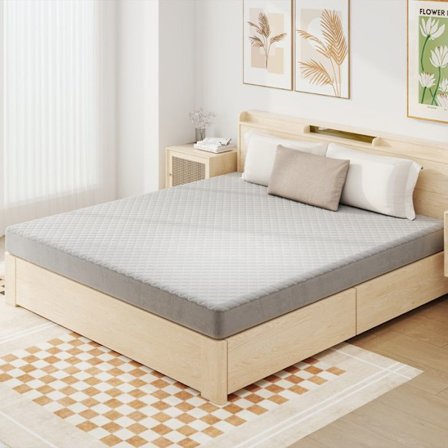 COSTWAY King Madras 180 x 200 cm, Multi-Layer Velvet Madras Toper med svampefyld, skridsikker bund