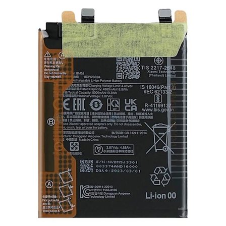 Intern Batteri - XIAOMI - 12T og 12T Pro - 5000mAh - Sort - Original BM5J