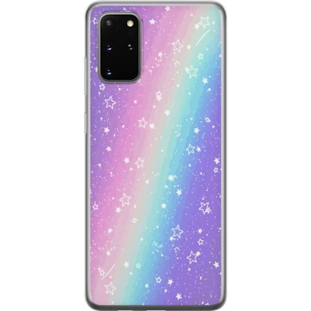 Kompatibel Mobilcover til Samsung Galaxy S20+ Rainbow-farvet pastelbaggrund med hvide stjerner og glitrende prikker i blød overgang