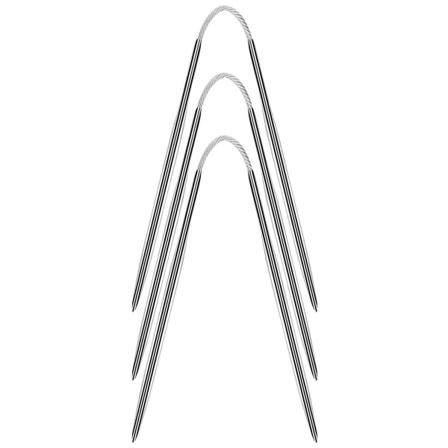 Joustavat kaksiteräiset puikot, 3 kappaleen sarja, metalliset lyhyet puikot, 21 cm kiinteät kaksiteräiset puikot 3mm