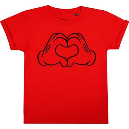 Disney Girls Love Hands Musse Pigg T-shirt 7-8 År Röd