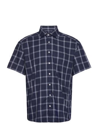 Bs Haseeb Modern Fit Shirt Kortermet Skjorte Marineblå Bruun & Stengade*Betinget Tilbud