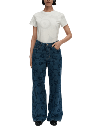 Marimekko Maridenim Wide Unikko Jeans Dam Blå 28/32