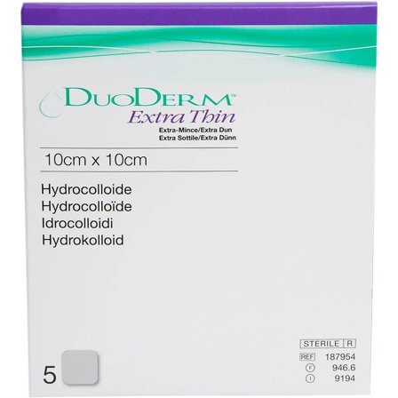 Duoderm tynn hydrokolloid bandasje 10x10 cm 5 stk
