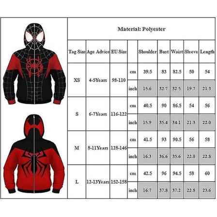 Barn Pojke Spider-man Hoodies Huvtröja Dragkedja Jacka Topp Ytterkläder Fans Present Red Spiderman