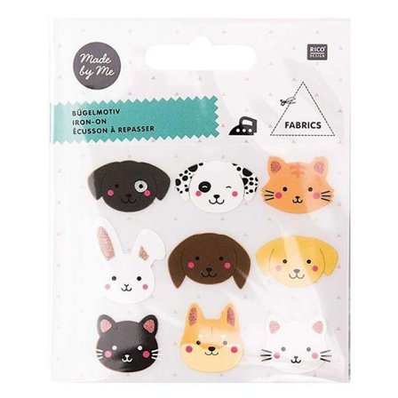 Termofikserede mærker - RICO DESIGN - Dyrehoveder - 9 stk - Multifarvet - Nemme at anvende