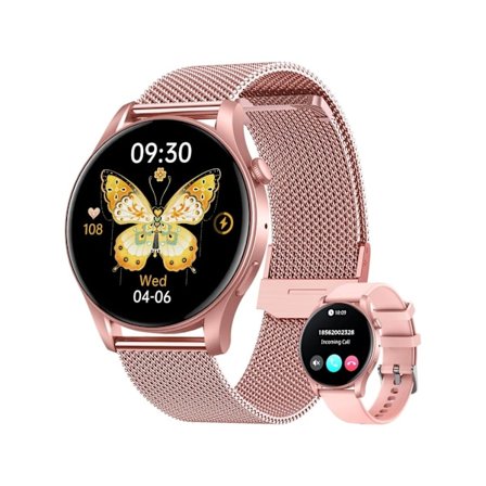 Smartwatch til kvinder, fitnessur: 1,4 tommer ca. 3,6 cm Amoled Touch Screen Smartwatch Besvar/Foretag opkald