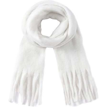 Tørklæde - Vintertørklæde til kvinder - Varmt og tykt strikket ternet tørklæde - Plaidet tørklæde - Stilfuld gave - En gave til hende (Hvid)