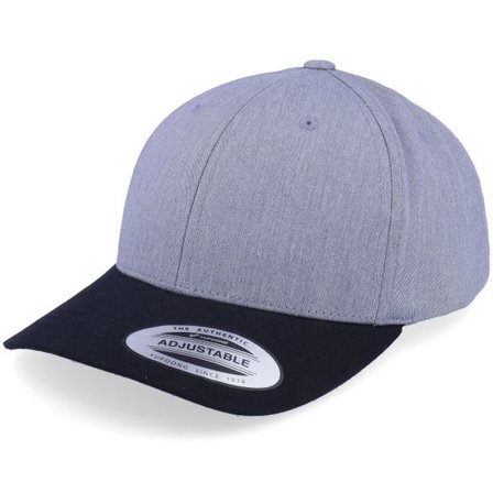 Yupoong - Grå adjustable Keps - Kids Heather Grey/Black Adjustable @ Hatstore