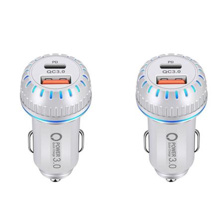 2-pack 3.1a 30w Usb C Biltelefonladdare Hvit