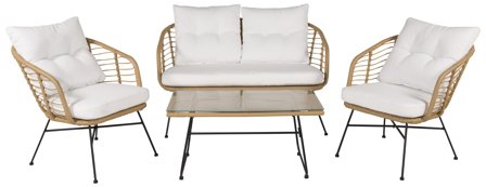 Venture Home Viga 1331-2039 Loungeset soffa, bord, fåtöljer, natur/vitt, Utemöbler