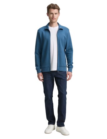 Tom Tailor Structured Stand-Up Sweat Jacket - Blue - L