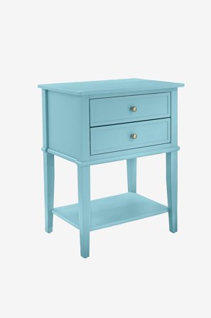 Dorel Home - Endebord med 2 skuffer Franklin - Blå - Avlastningsbord & sidebord - Fra Homeroom