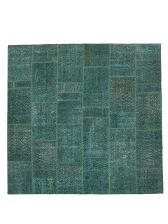 Patchwork Matta Modern Kvadratisk Mörkgrön/Svart (Ull, )