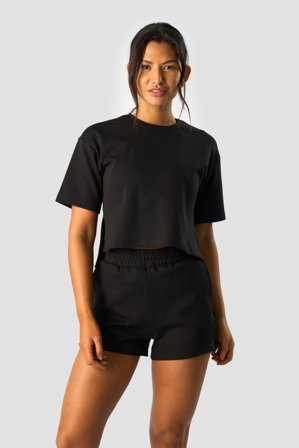 ICANIWILL - Revive Heavy Cropped T-Shirt Wmn Black - Damen - ICIW
