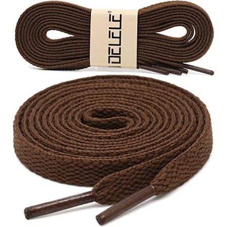 2 par flade skolisser, egnet til skateboard sko og sportssko, 51,18" tommer (brun)