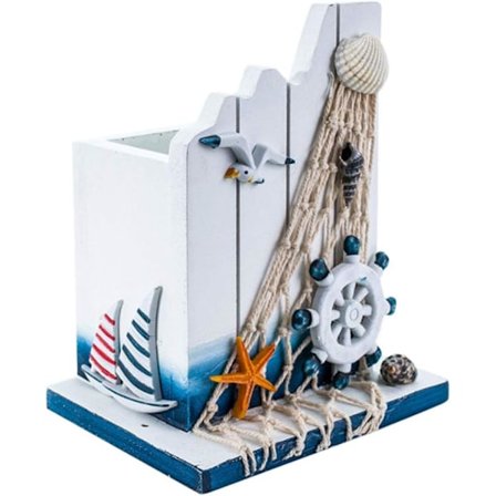 Pennhållare i trä, nautisk dekoration, styrman, pennhållare, arrangör för hemmakontor, skrivbord, nautiska presenter