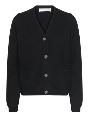Slfana Ls Knit Wool Cardigan Noos Tops Knitwear Cardigans Black Selected Femme