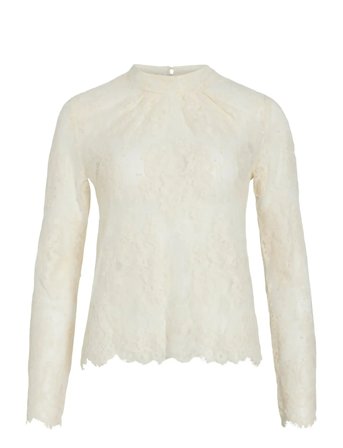 Vila Vicarrie L/S Lace Top - Cream - XS