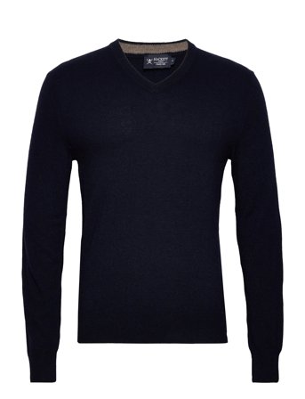 Hackett London Merino Cash Mix V Nck Marinblå
