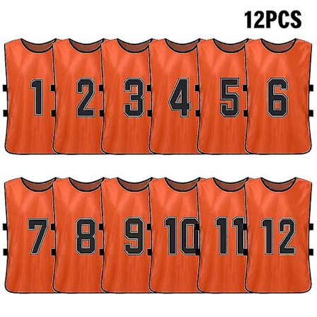 Oransje 12-delt Voksen Fotball Trening Nummererte Vest Utvidelsesaktiviteter Vest C-yuhao