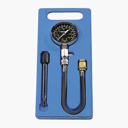 Biltema - Kompresjonstester for Eksakt Avlesing med Rett Målekon, Bøyelig Slange, Tilkoblingsgjenger 14 og 18 mm, Måleområde 0-20 kg/cm²