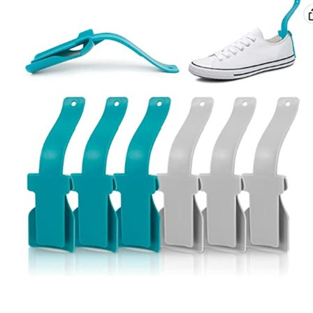 8 stk. skohorn til ældre, børns dovne skohorn, egnet til alle skostørrelser (blå, grå)