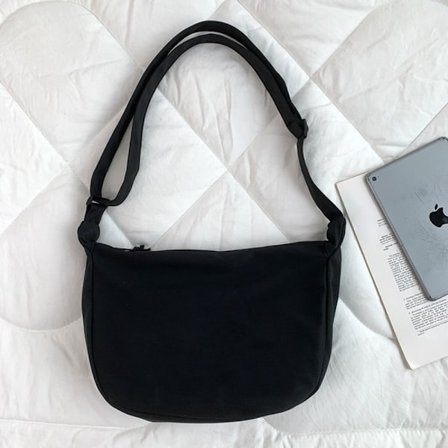 Yksivärinen Crossbody Bag Waffle Olkalaukku MUSTA