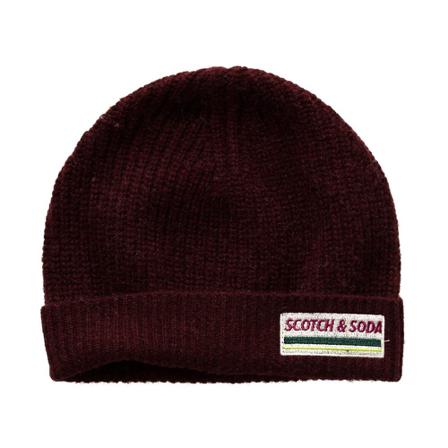 Scotch & Soda, Logodetail beanie Rood, Heren, Maat:ONE Size