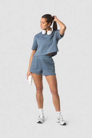 ICANIWILL - Revive Heavy Cropped T-Shirt Wmn Steel Blue - Dame - ICIW