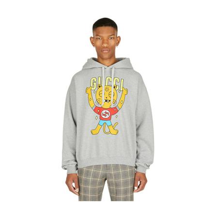 Gucci, Sweatshirts ; Hoodies Grijs, Heren, Maat:XS,Katoen,print